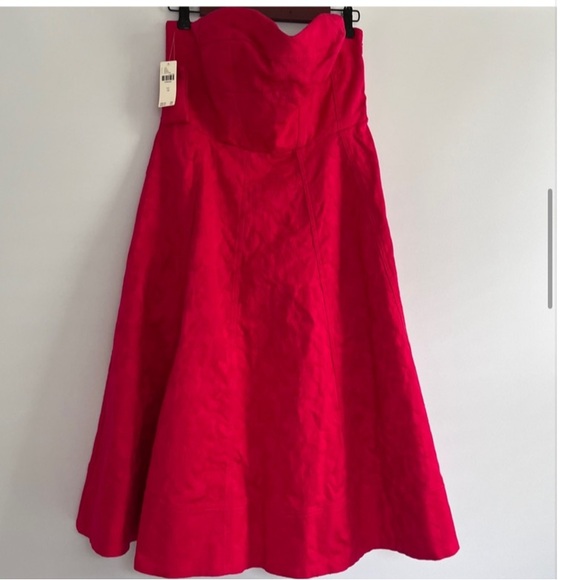 NWT Anthropologie  Jacquard  floral print Strapless Midi Dress - Picture 9 of 16